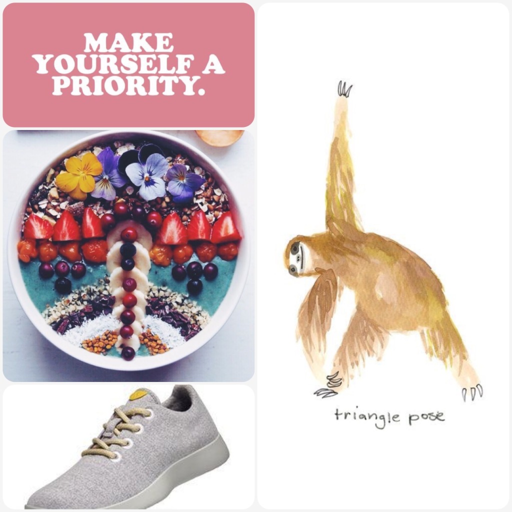 Fab Friday - make yourself a priority, smoothie bowl, sloth yoga, wool sneakers
